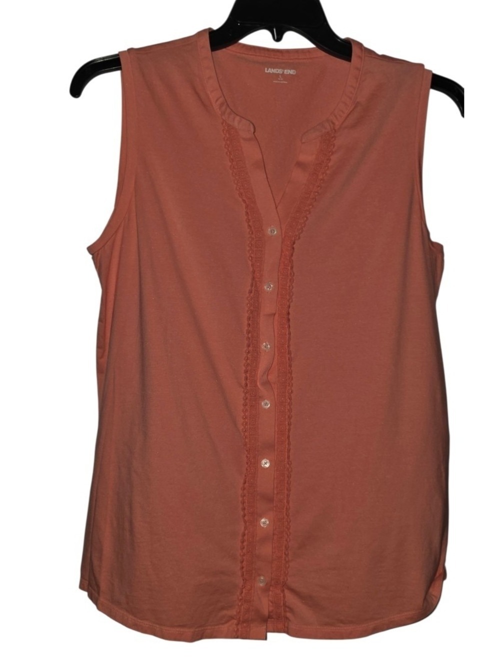 Lands End Blouse Large Coral Cotton Modal Spandex Sleeveless